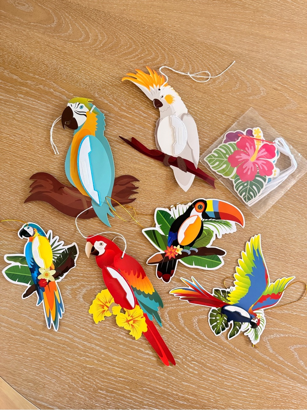 Tropical Birds and Flower Banner Hawaiian Luau Hula Party Decorations